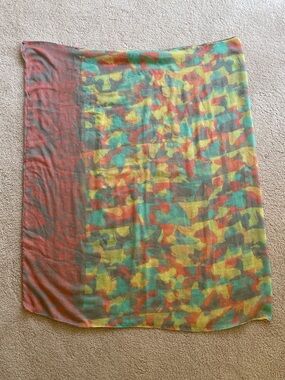 Lightweight Multicolor Floral-Print Women's Scarf - Yellow, Green & Coral